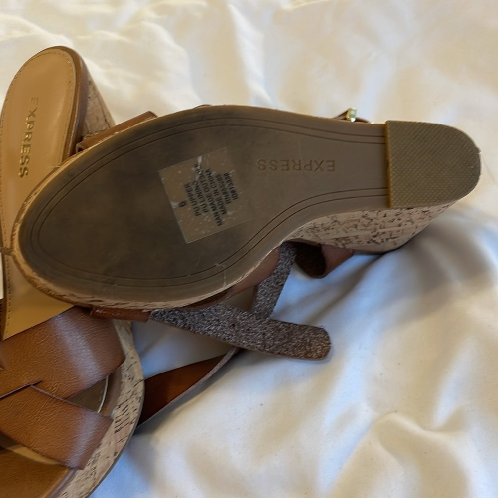 Express Brown Wedge Sandals - Picture 3 of 4